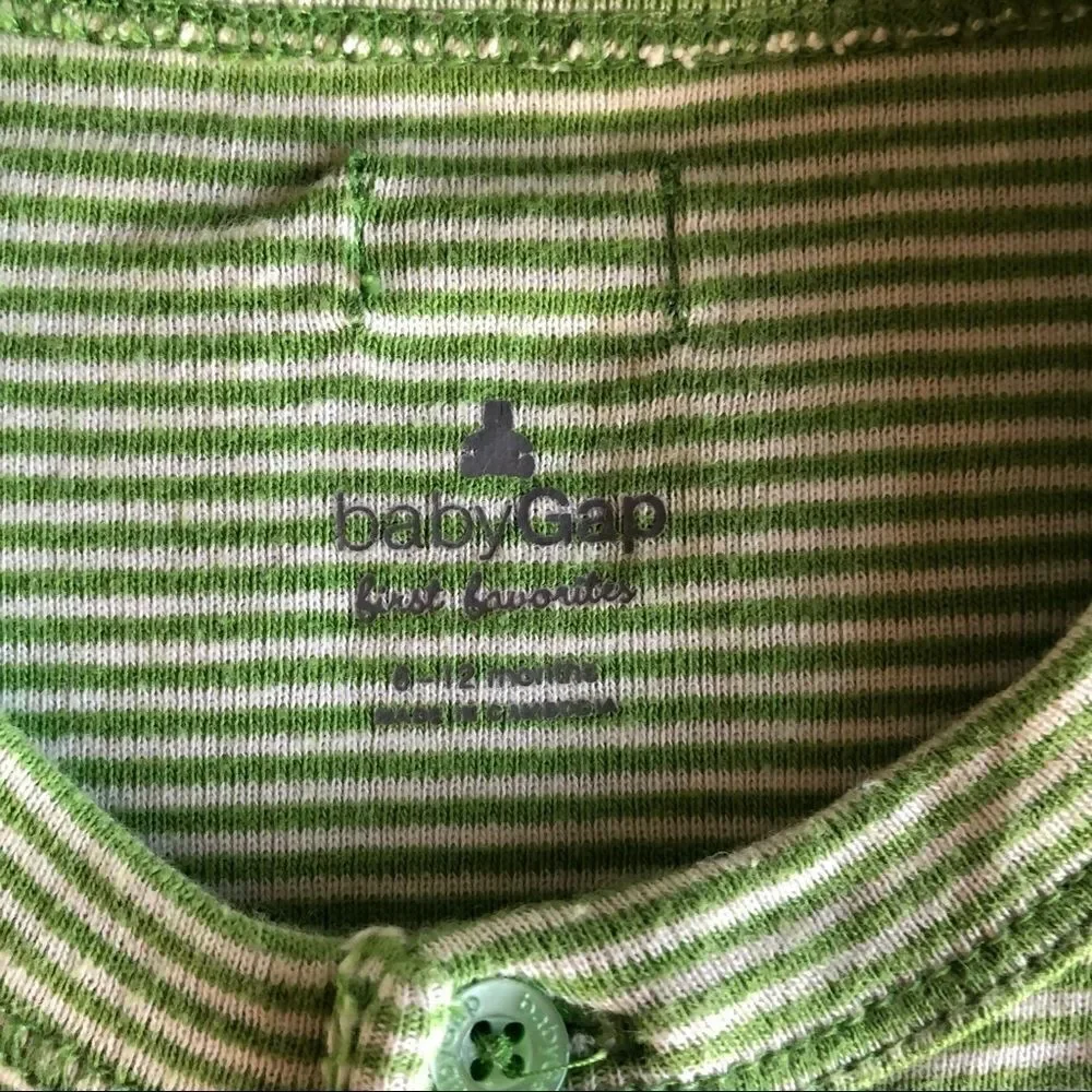 Baby Gap Green Striped Footed Onesies (lot of 2)
